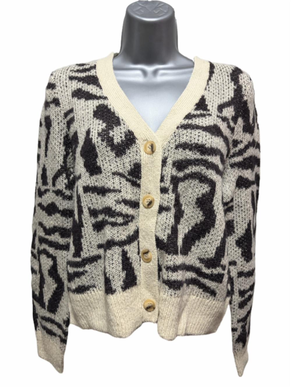 NWT Madewell V-Neck Cardigan in Abstract Animal Button Front in medium